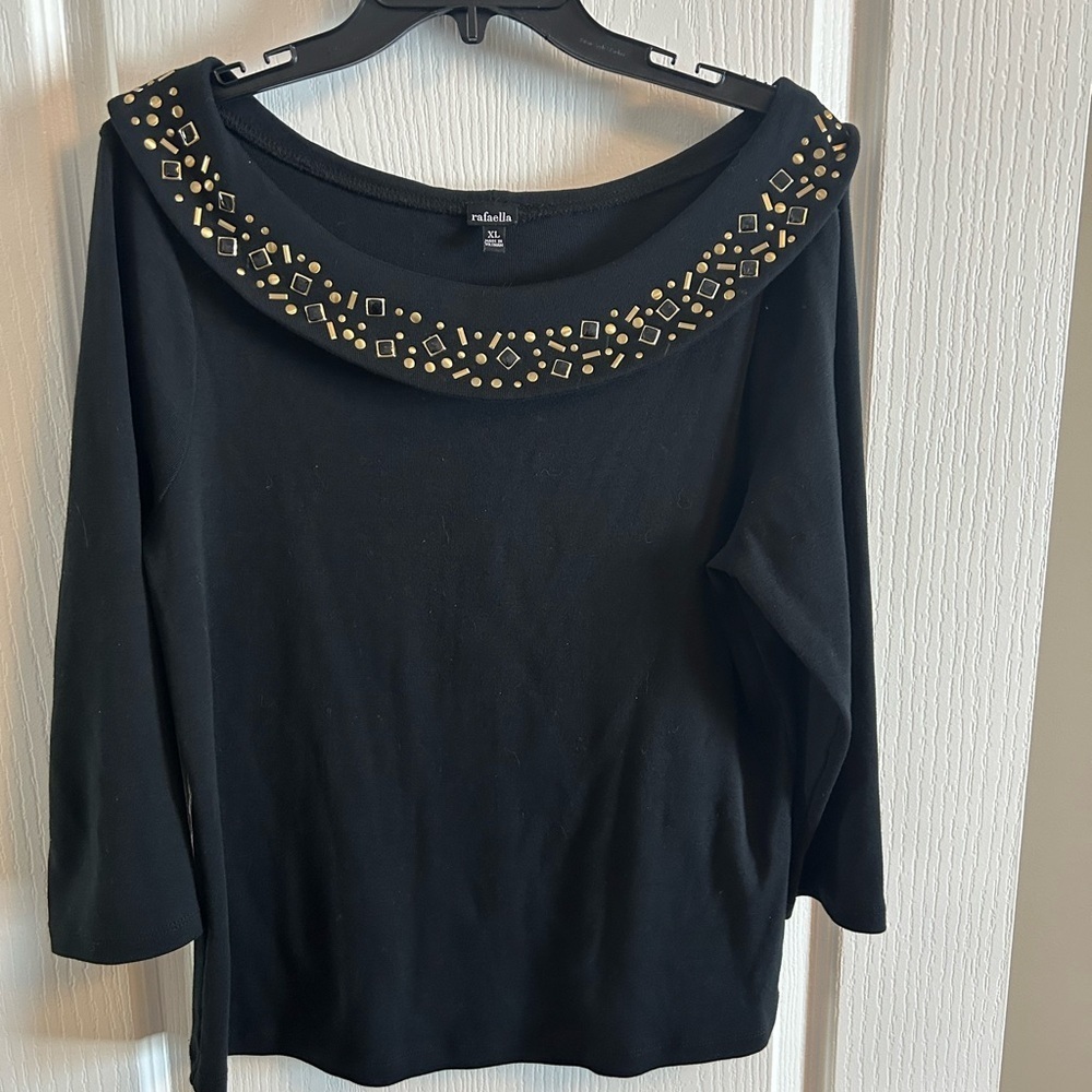 Rafaella Black Top with Gold Accents